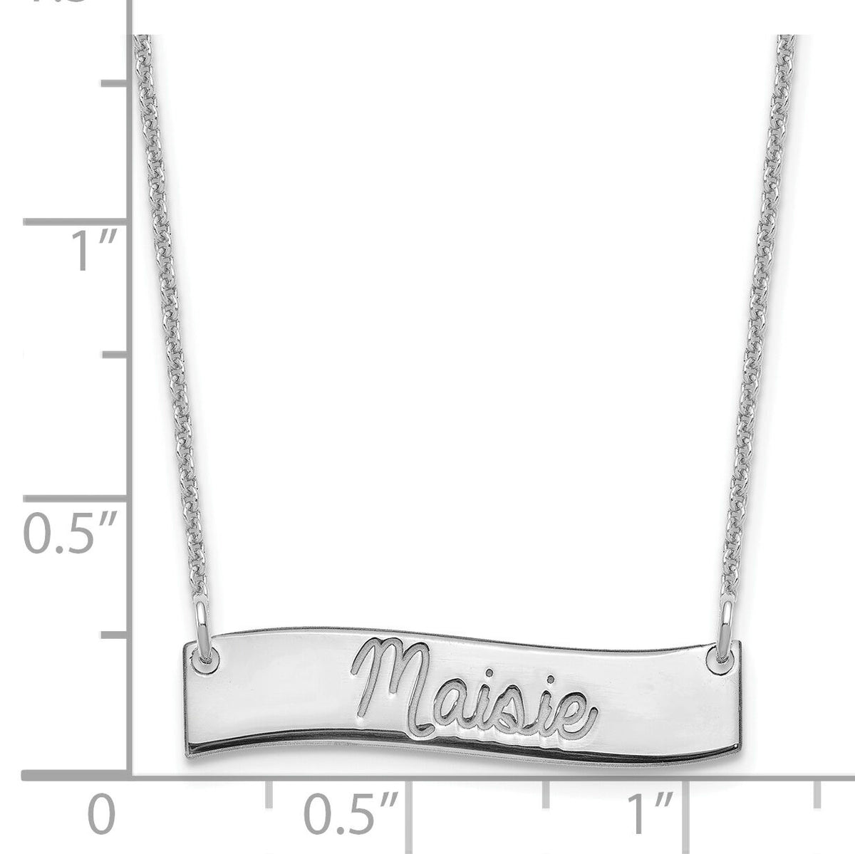 10k White Gold Small  ALWAYS IN MY HEART Curved Bar Necklace-10XNA1255W