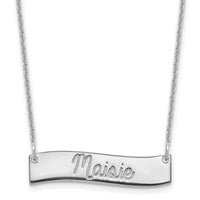 10k White Gold Small  ALWAYS IN MY HEART Curved Bar Necklace-10XNA1255W