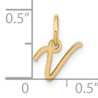 14KY Upper case Letter V Initial Charm-XNA1305Y/V