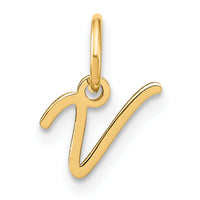 14KY Upper case Letter V Initial Charm-XNA1305Y/V