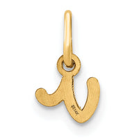 14KY Lower case Letter V Initial Charm-XNA1307Y/V