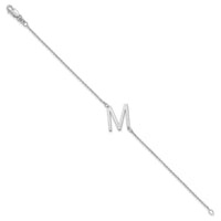 14K White Gold Polished Small Letter M Bracelet-XNA1432W/M