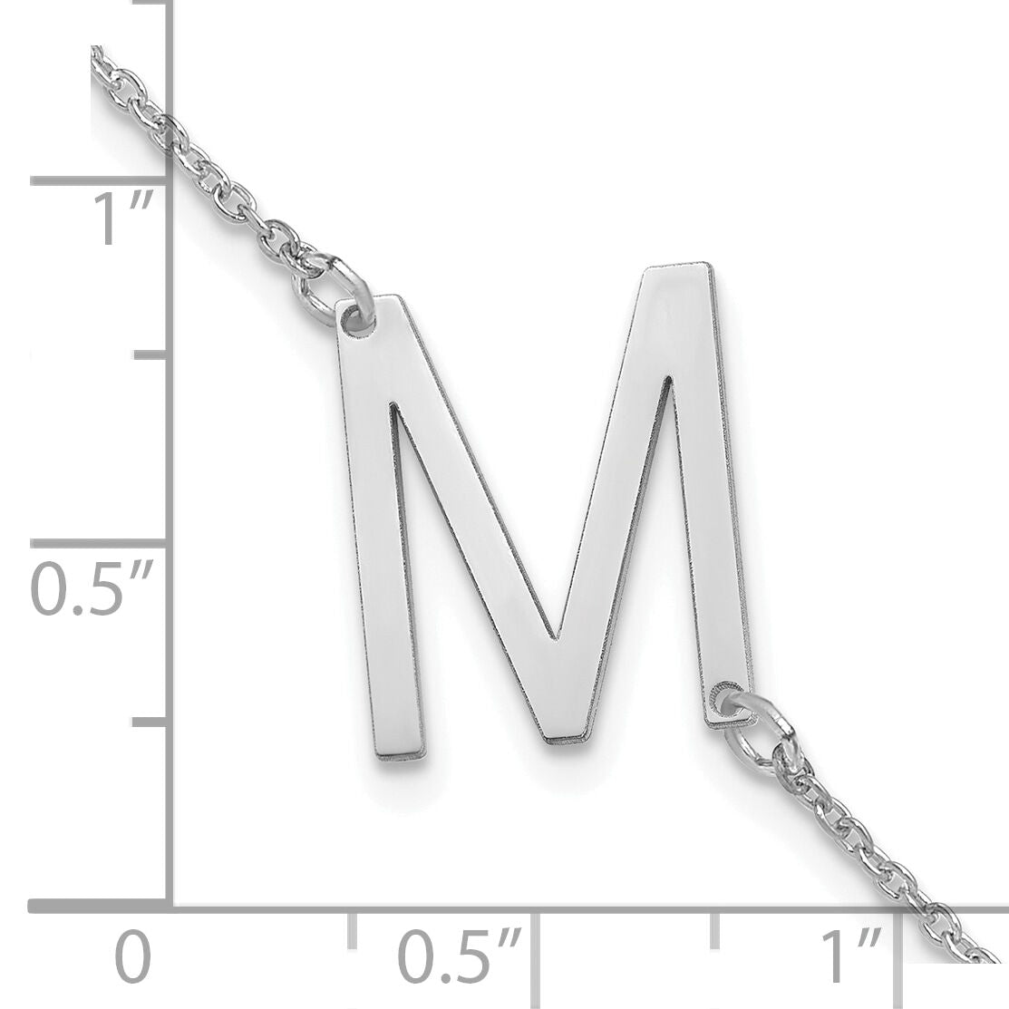 14K White Gold Polished Small Letter M Bracelet-XNA1432W/M