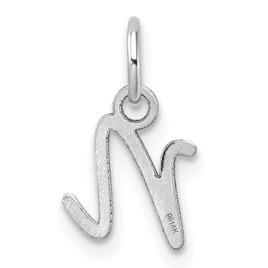14K White Gold Uppercase Letter N Initial Charm-XNA1467W/N