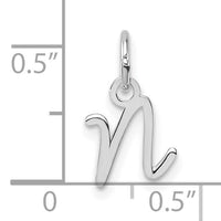 14K White Gold Uppercase Letter N Initial Charm-XNA1467W/N