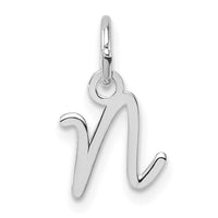 14K White Gold Uppercase Letter N Initial Charm-XNA1467W/N