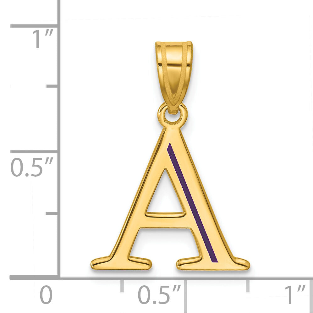 14k Yellow Gold Line Epoxy Initial Pendant-XNA1471Y