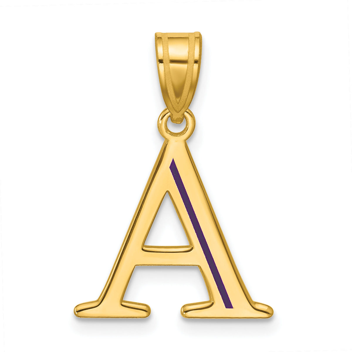 14k Yellow Gold Line Epoxy Initial Pendant-XNA1471Y
