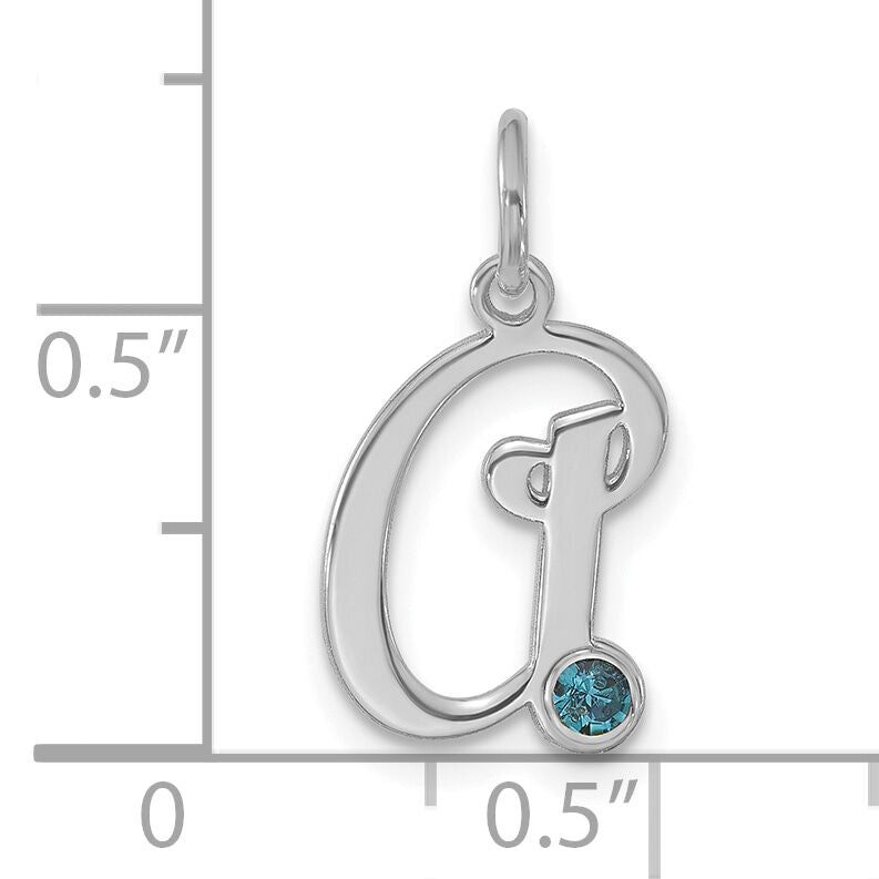 14k White Gold Initial with Birthstone Charm-XNA1484W