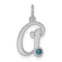 14k White Gold Initial with Birthstone Charm-XNA1484W