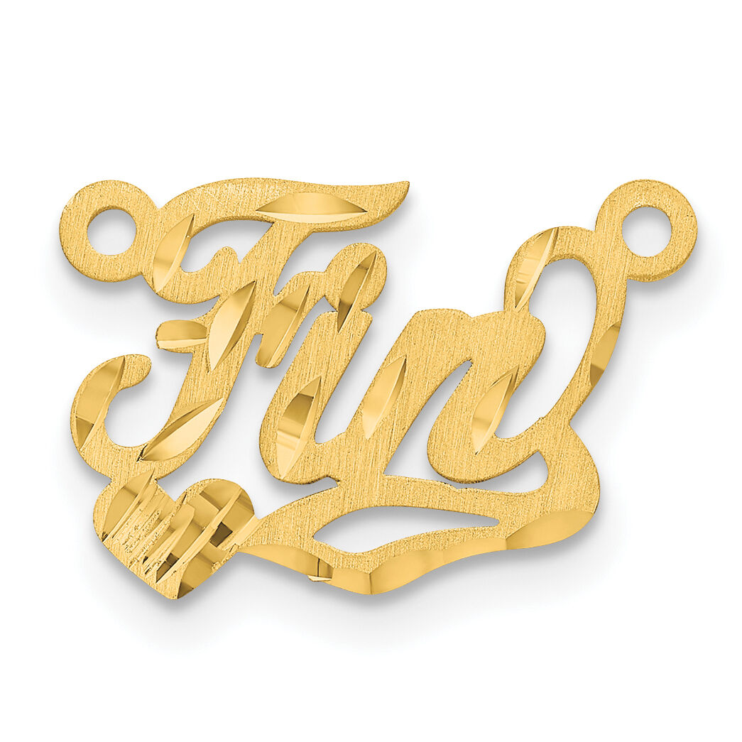 14k Yellow Gold Satin Diamond-cut Heart Name Plate-XNA191Y