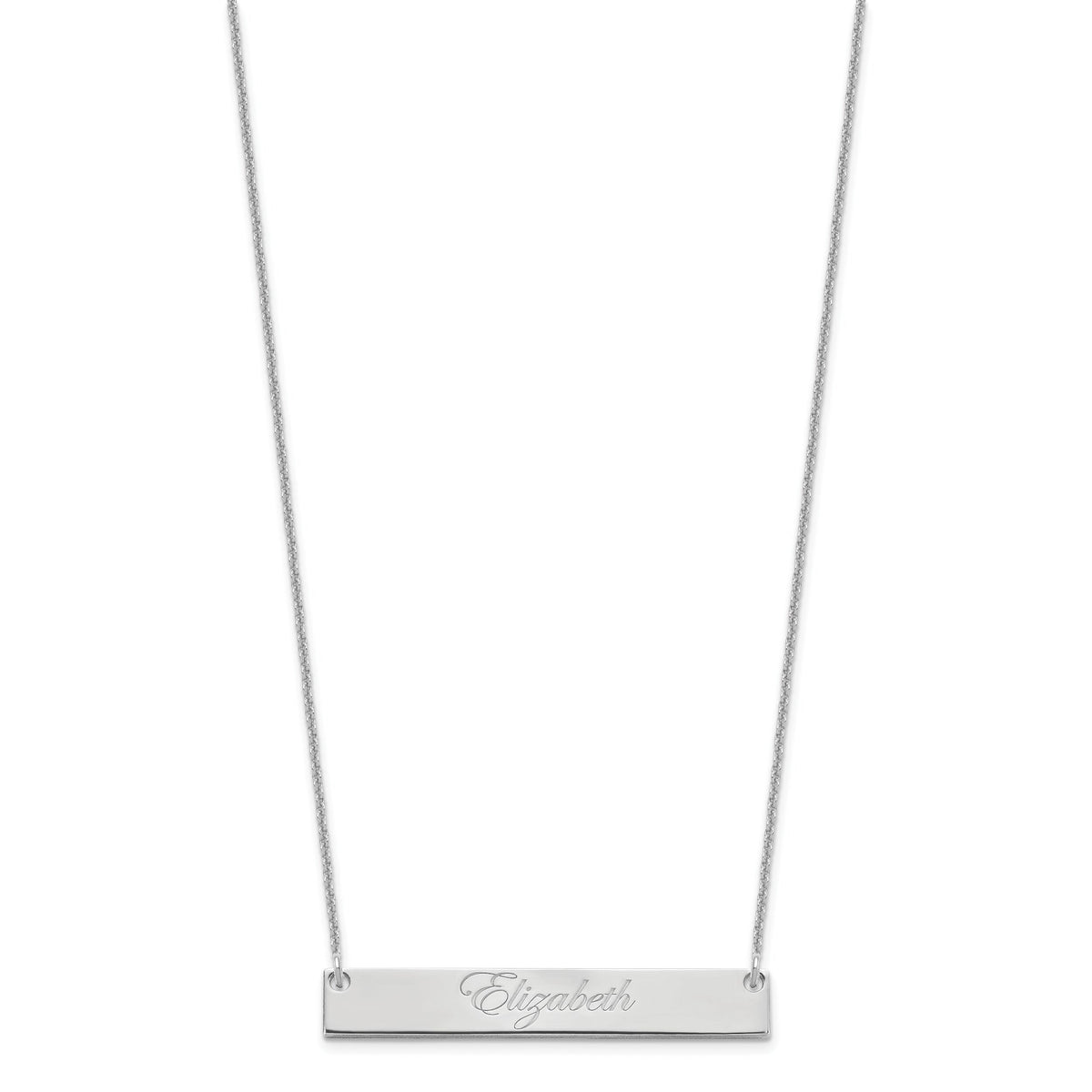 14k White Gold Medium EDWARDIAN SCRRIPT Bar Necklace-XNA641W