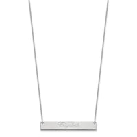 14k White Gold Medium EDWARDIAN SCRRIPT Bar Necklace-XNA641W
