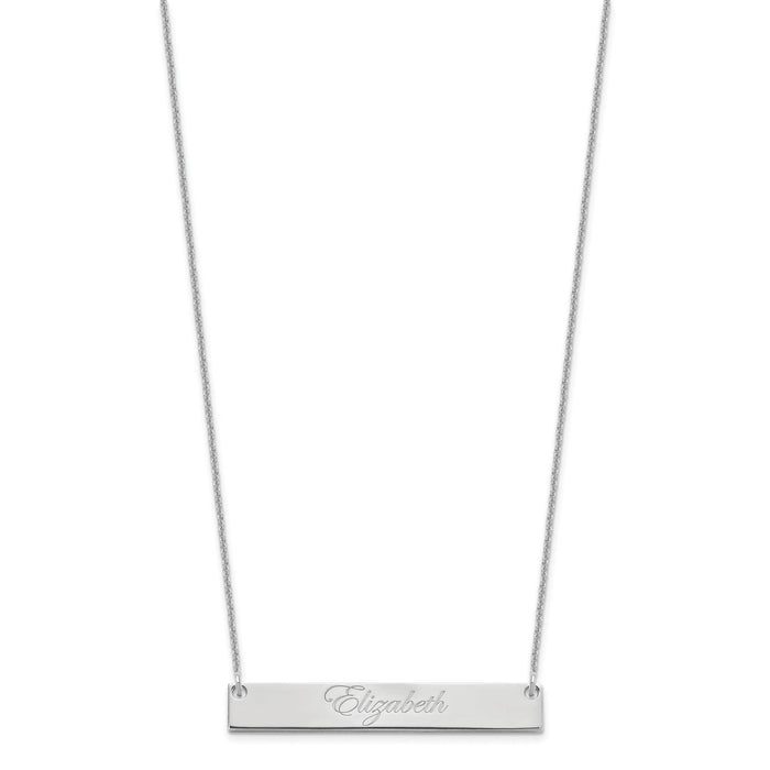 14k White Gold Medium EDWARDIAN SCRRIPT Bar Necklace-XNA641W