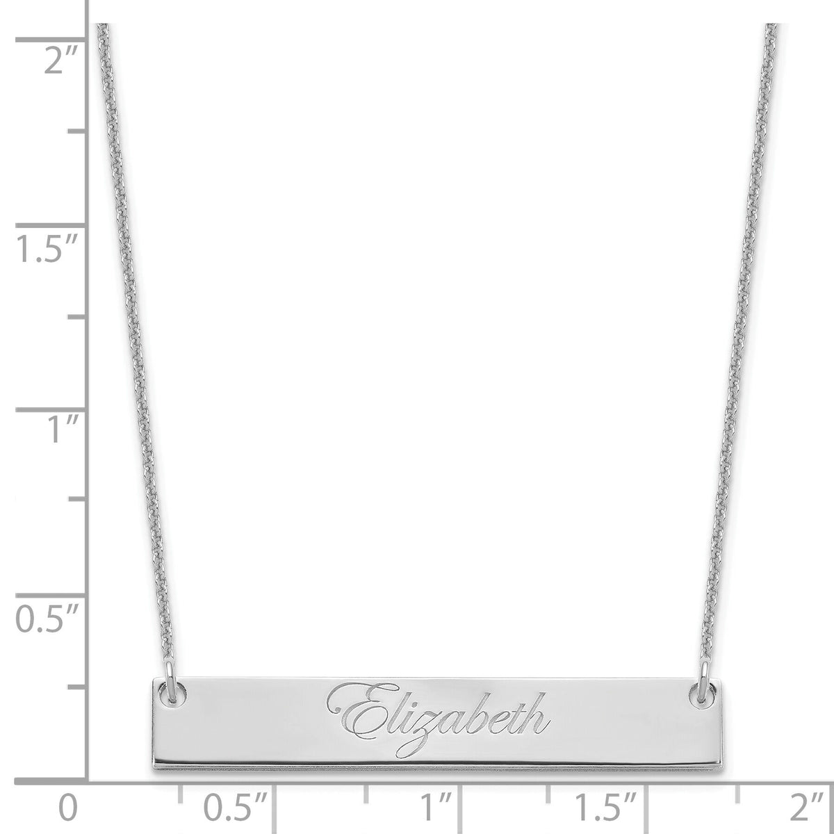 14k White Gold Medium EDWARDIAN SCRRIPT Bar Necklace-XNA641W