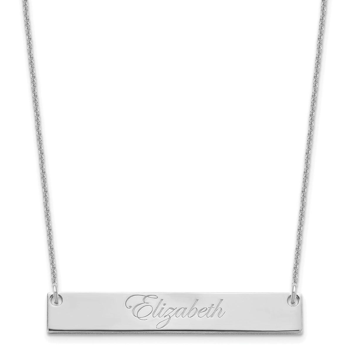 14k White Gold Medium EDWARDIAN SCRRIPT Bar Necklace-XNA641W