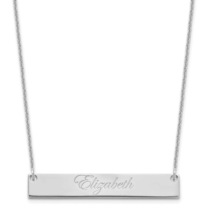 14k White Gold Medium EDWARDIAN SCRRIPT Bar Necklace-XNA641W