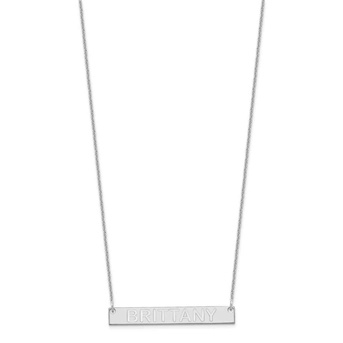 14k White Gold Medium Capitalized ARIAL ROUNDED Bar Necklace-XNA644W
