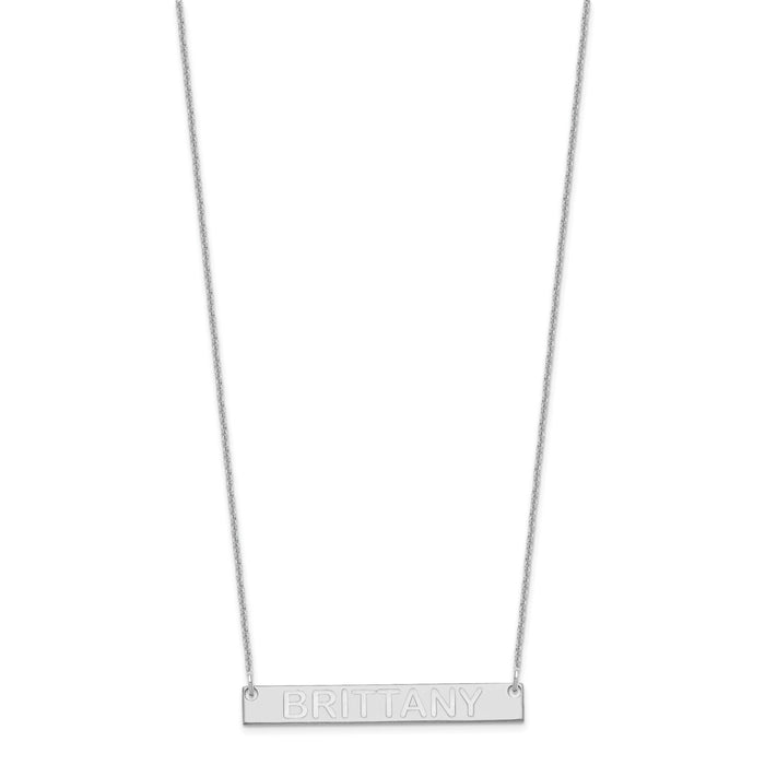 14k White Gold Medium Capitalized ARIAL ROUNDED Bar Necklace-XNA644W