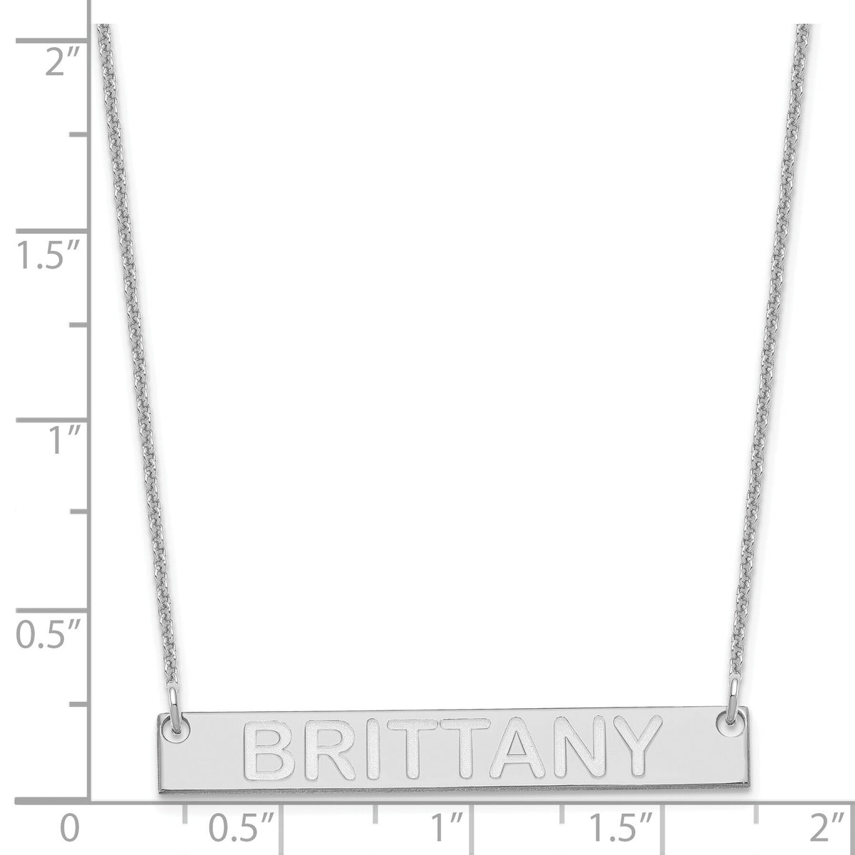 14k White Gold Medium Capitalized ARIAL ROUNDED Bar Necklace-XNA644W