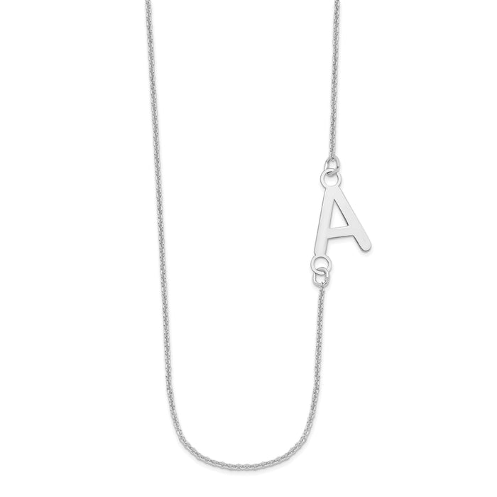 14k White Gold Small Offset Initial Necklace-XNA660W