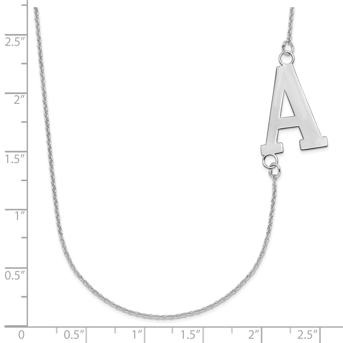14k White Gold Large Offset Initial Necklace-XNA661W