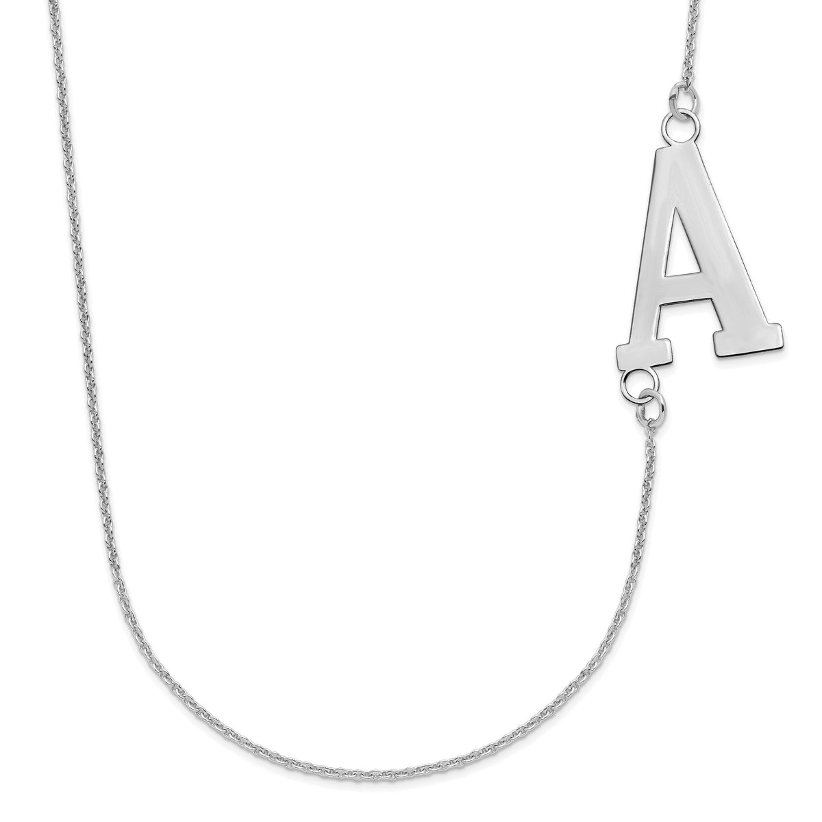 14k White Gold Large Offset Initial Necklace-XNA661W
