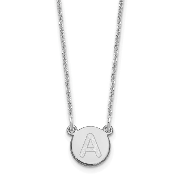 14kw Tiny Circle Block Letter A Initial Necklace-XNA722W/A