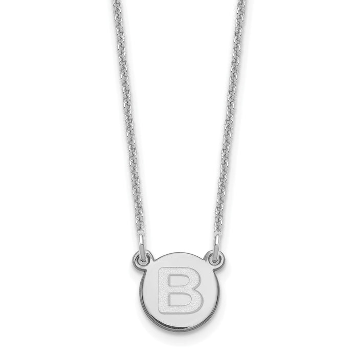 14kw Tiny Circle Block Letter B Initial Necklace-XNA722W/B