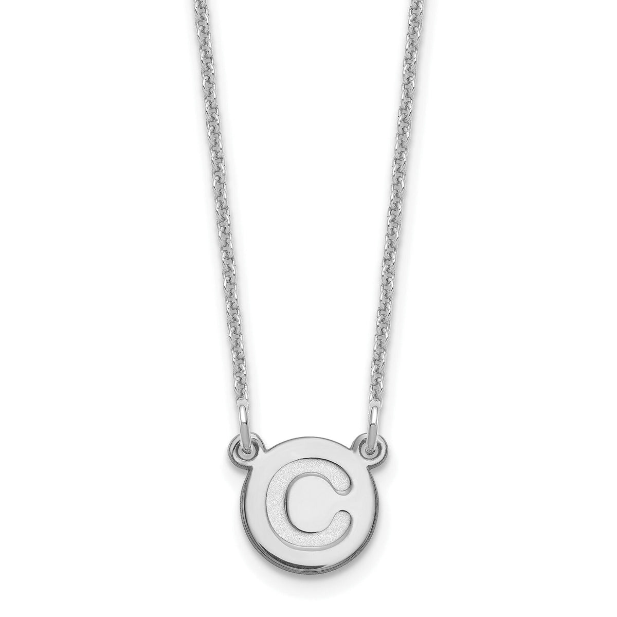 14kw Tiny Circle Block Letter C Initial Necklace-XNA722W/C
