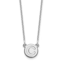14kw Tiny Circle Block Letter C Initial Necklace-XNA722W/C