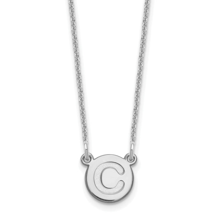 14kw Tiny Circle Block Letter C Initial Necklace-XNA722W/C