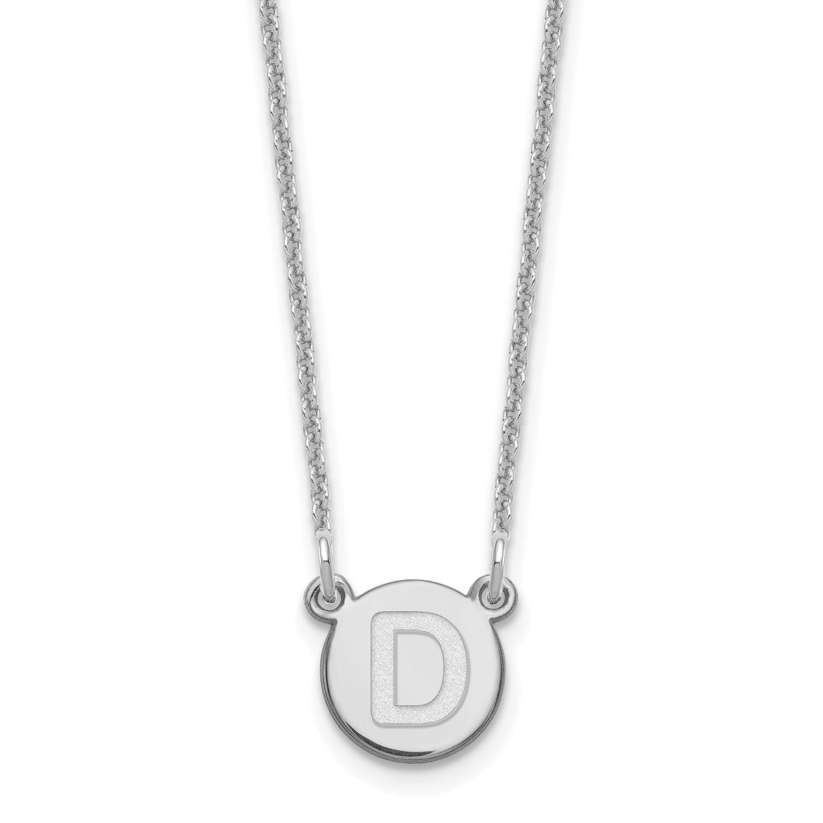 14kw Tiny Circle Block Letter D Initial Necklace-XNA722W/D