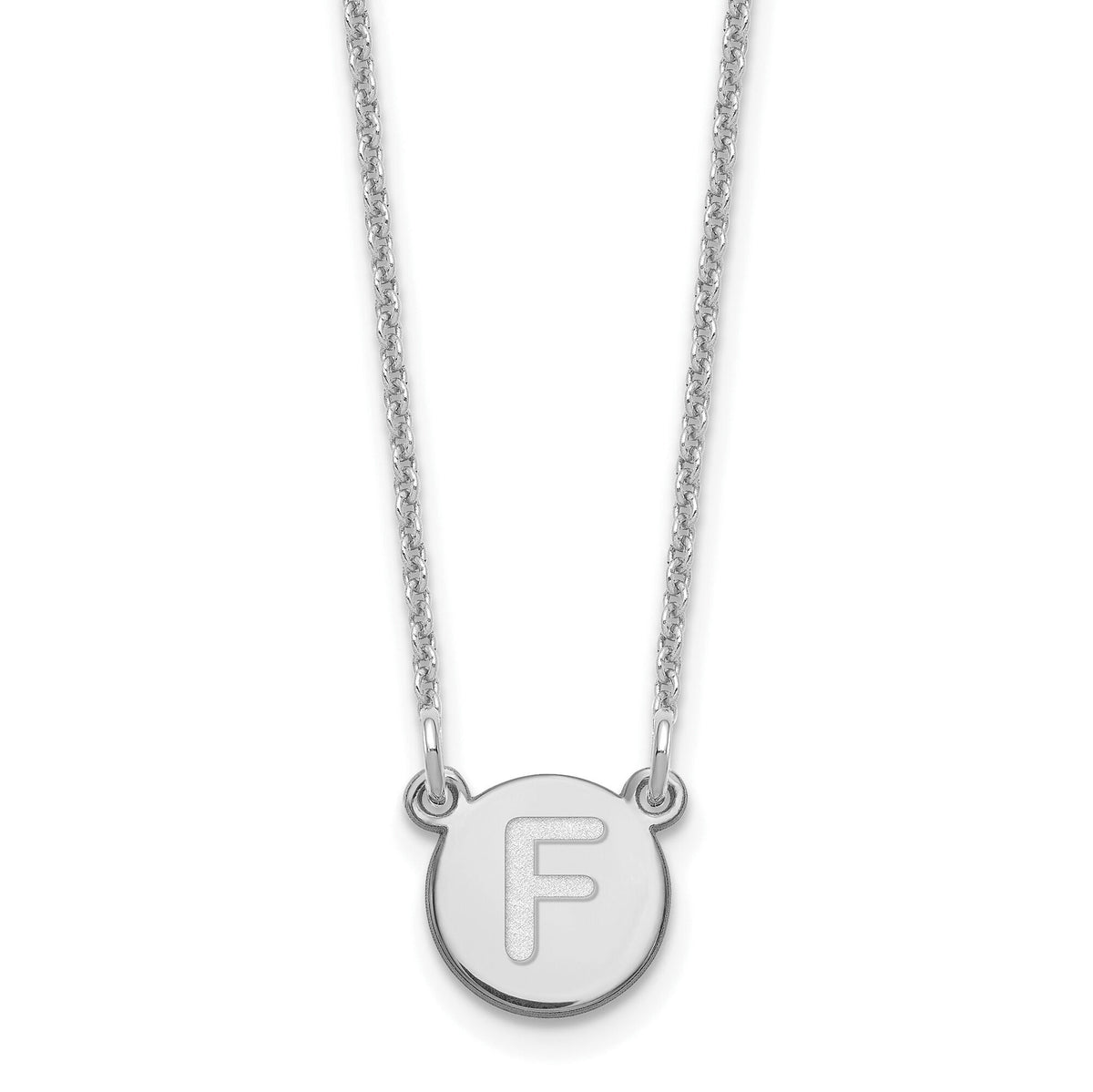 14kw Tiny Circle Block Letter F Initial Necklace-XNA722W/F