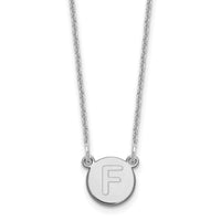 14kw Tiny Circle Block Letter F Initial Necklace-XNA722W/F