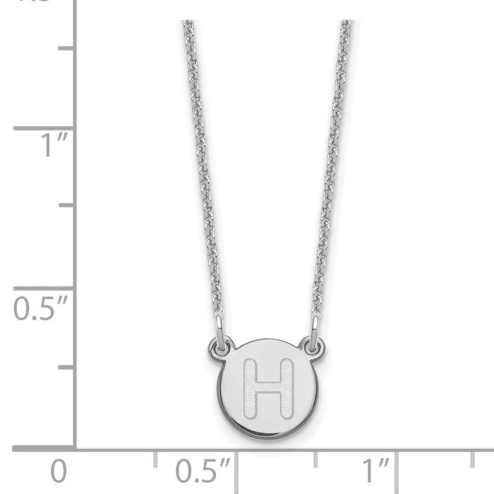 14kw Tiny Circle Block Letter H Initial Necklace-XNA722W/H