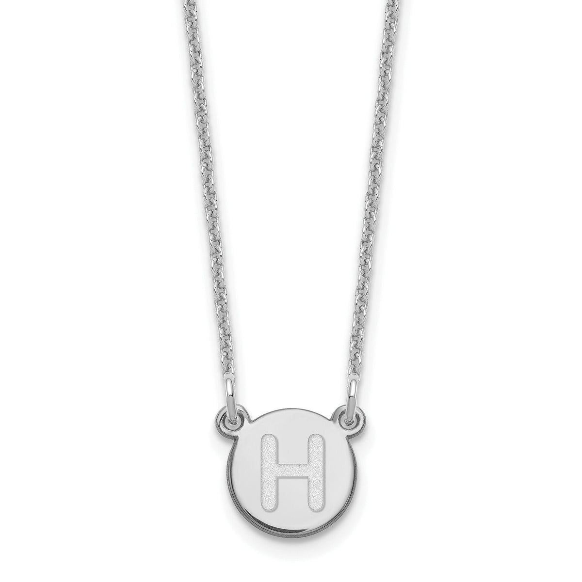 14kw Tiny Circle Block Letter H Initial Necklace-XNA722W/H
