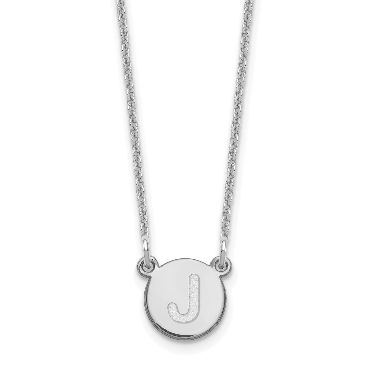 14kw Tiny Circle Block Letter J Initial Necklace-XNA722W/J