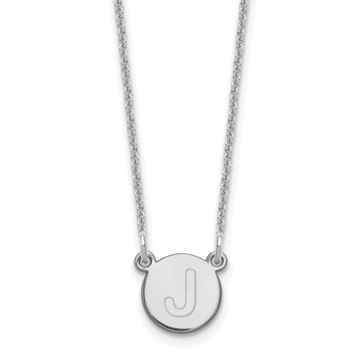 14kw Tiny Circle Block Letter J Initial Necklace-XNA722W/J