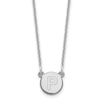 14kw Tiny Circle Block Letter P Initial Necklace-XNA722W/P