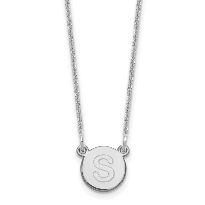 14kw Tiny Circle Block Letter S Initial Necklace-XNA722W/S