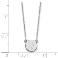 14kw Tiny Circle Block Letter V Initial Necklace-XNA722W/V