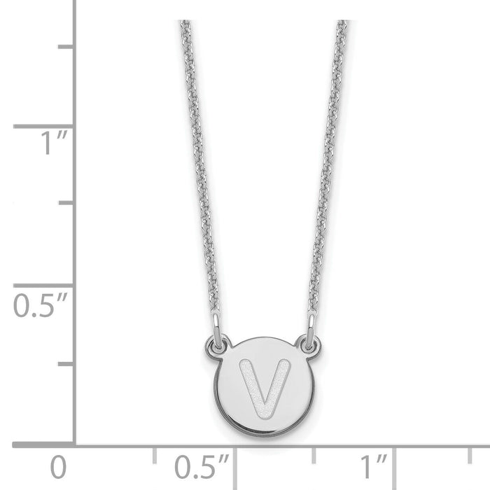 14kw Tiny Circle Block Letter V Initial Necklace-XNA722W/V