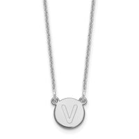 14kw Tiny Circle Block Letter V Initial Necklace-XNA722W/V