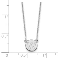 14kw Tiny Circle Block Letter W Initial Necklace-XNA722W/W