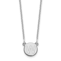 14kw Tiny Circle Block Letter W Initial Necklace-XNA722W/W