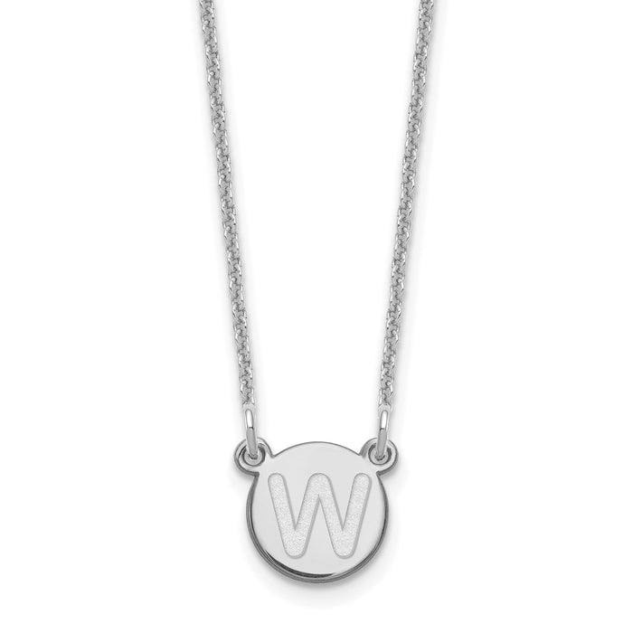 14kw Tiny Circle Block Letter W Initial Necklace-XNA722W/W