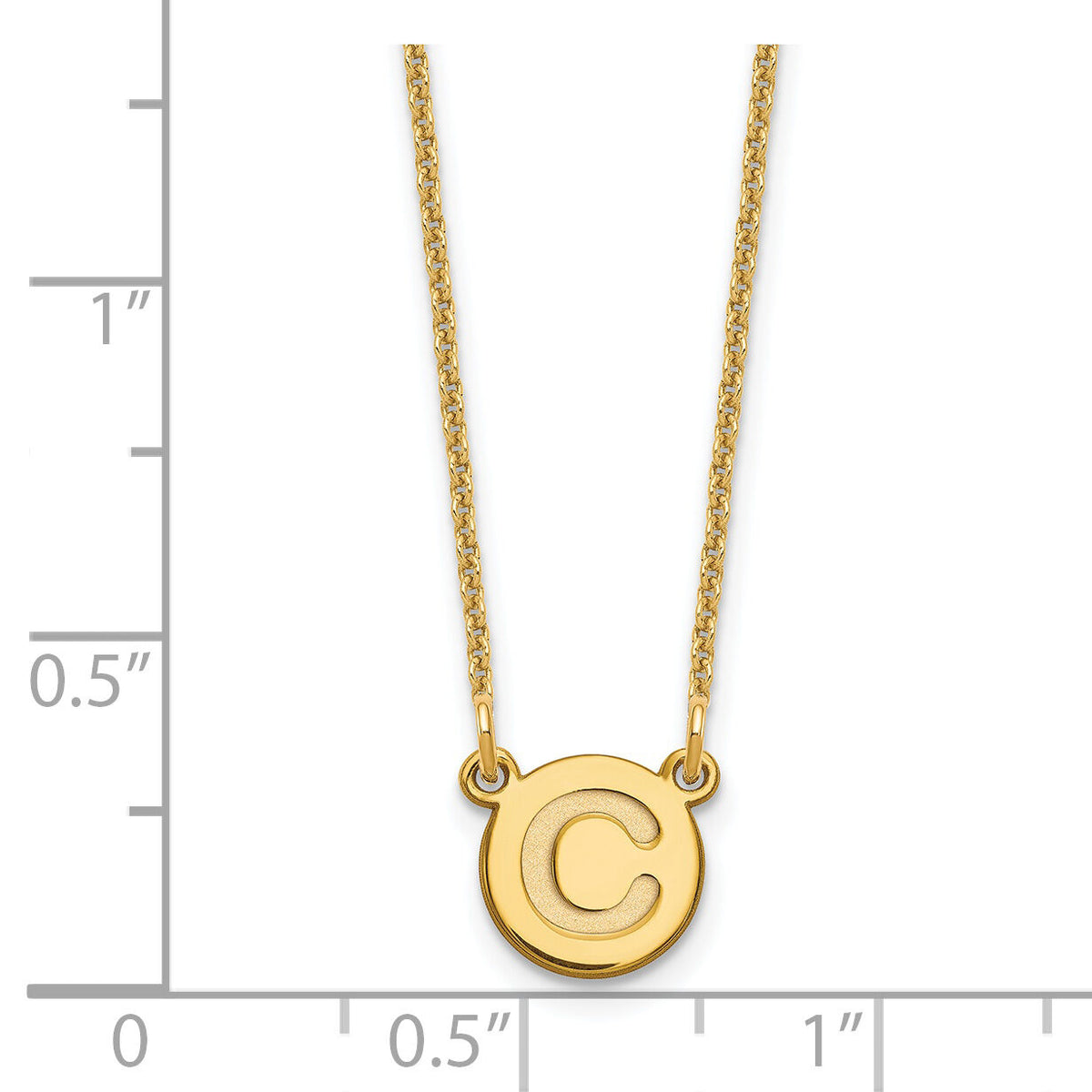 14k Tiny Circle Block Letter C Initial Necklace-XNA722Y/C