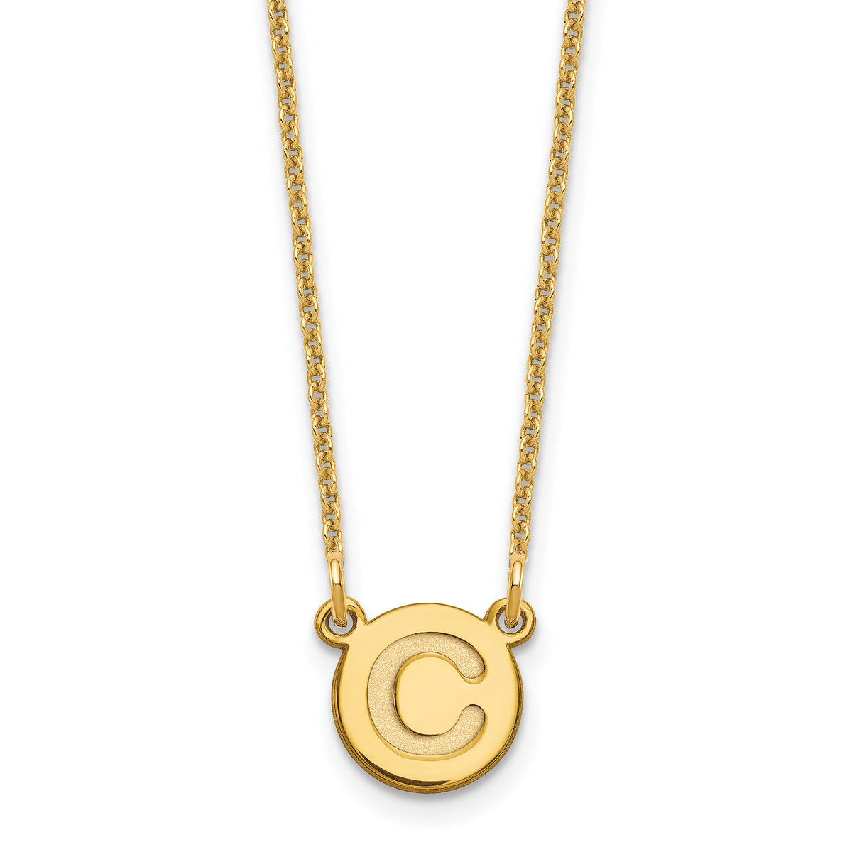 14k Tiny Circle Block Letter C Initial Necklace-XNA722Y/C