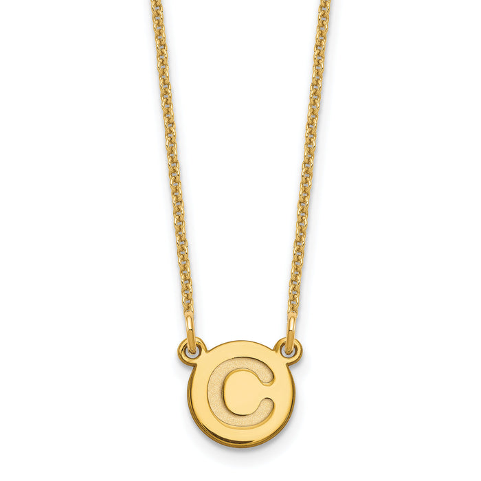 14k Tiny Circle Block Letter C Initial Necklace-XNA722Y/C